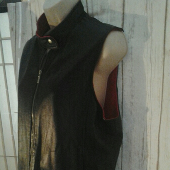 Pendleton Genuine Leather Red Black  Bikers Vest - Picture 5 of 7